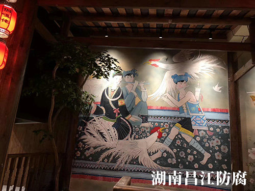 侗族风情餐厅墙绘 (1)